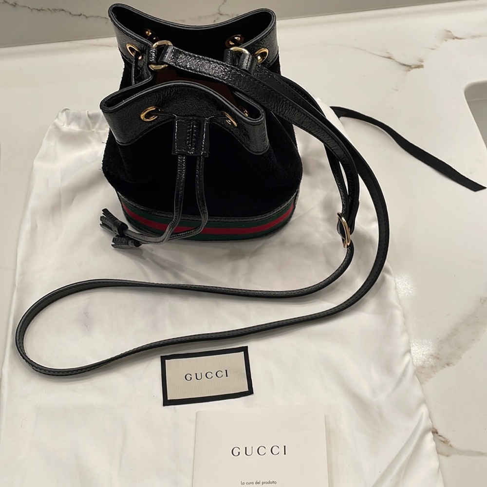 Gucci mini Ophidia suede & leather bucket bag